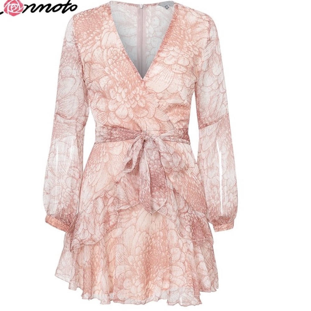Blush Floral Printed Chiffon Dress